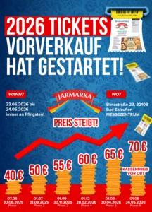 Jarmarka 2026 Ticketpreise im Vorverkauf – Staffelpreise von 40 € bis 70 € je nach Buchungszeitraum